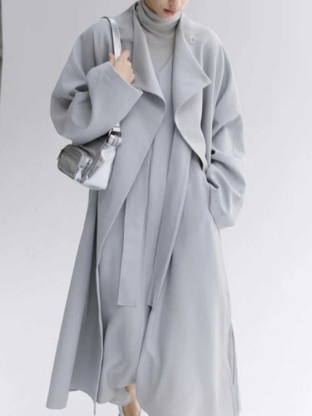 Tageechita Japan SMOOTH FLARE LAPEL TRENCH. NWT